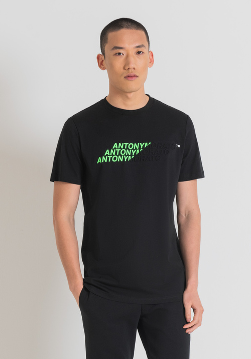 T-SHIRT REGULAR FIT EN COTON AVEC LOGO IMPRIMÉ DEVANT - T-shirts et polos | Antony Morato Online Shop