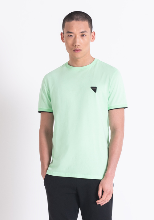SLIM FIT COTTON T-SHIRT WITH LOGO PATCH - Men's T-shirts & Polo | Antony Morato Online Shop