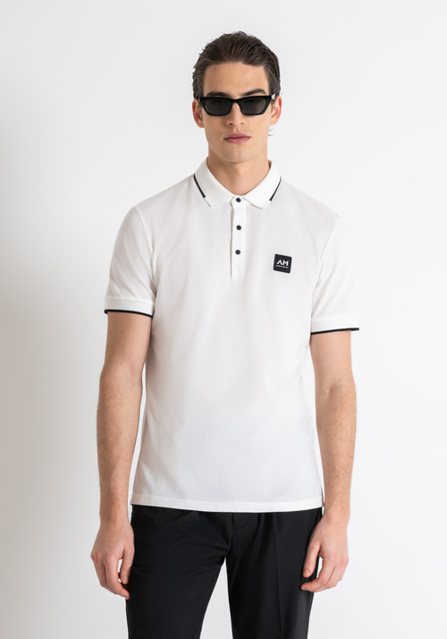 REGULAR FIT POLO SHIRT IN MERCERISED COTTON PIQUE WITH LOGO PATCH - Men's T-shirts & Polo | Antony Morato Online Shop
