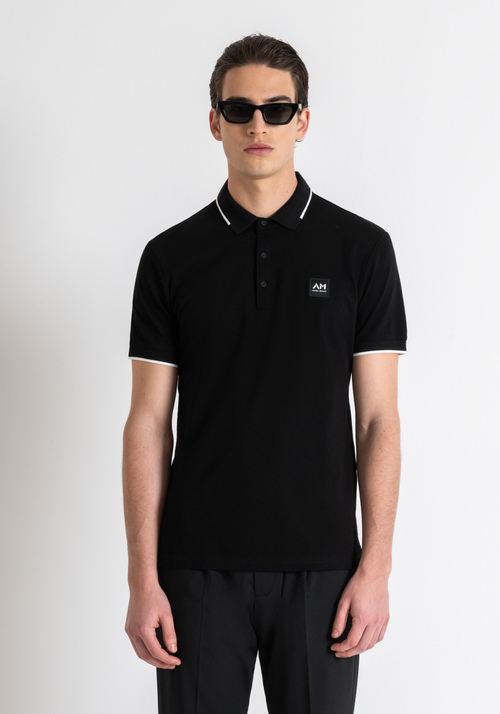REGULAR FIT POLO SHIRT IN MERCERISED COTTON PIQUE WITH LOGO PATCH - Men's T-shirts & Polo | Antony Morato Online Shop