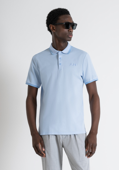 REGULAR FIT MERCERIZED COTTON PIQUE POLO SHIRT WITH LOGO EMBROIDERY - Clothing | Antony Morato Online Shop