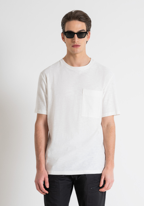 T-SHIRT RELAXED FIT IN COTONE FIAMMATO CON PLACCHETTA LOGATA - T-shirts & Polo Uomo | Antony Morato Online Shop