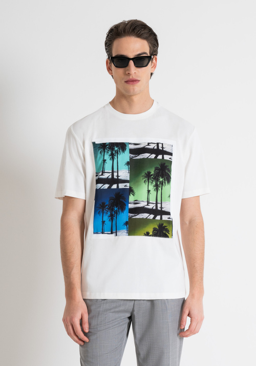 LÄSSIGES T-SHIRT AUS BAUMWOLLJERSEY MIT KONTRASTIERENDEM AUFDRUCK - T-Shirts & Poloshirts | Antony Morato Online Shop