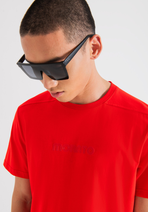 REGULAR FIT COTTON JERSEY T-SHIRT WITH RAISED LOGO PRINT - Preview Men's Collection Spring-Summer 2024 | Antony Morato Online Shop