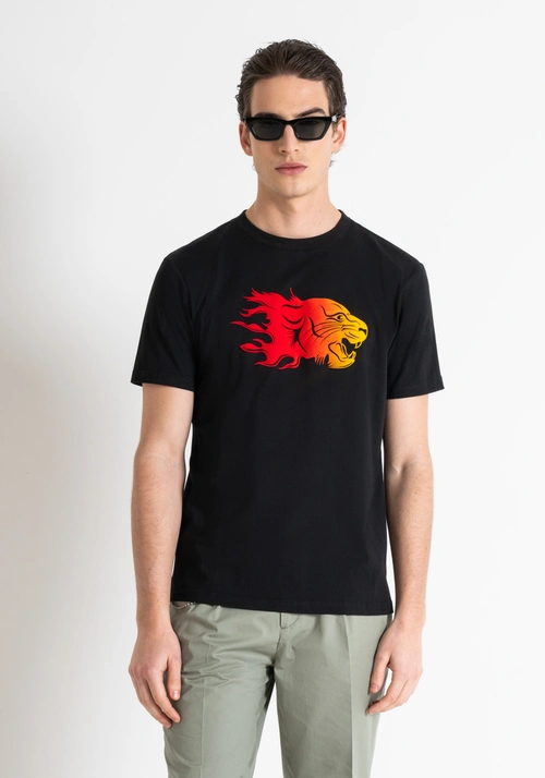 REGULAR FIT T-SHIRT IN COTTON JERSEY WITH GRADIENT FLOCK PRINT - T-shirts and Polo | Antony Morato Online Shop
