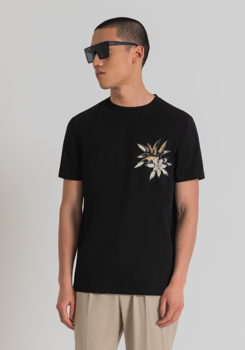 T-SHIRT REGULAR FIT EN JERSEY DE COTON AVEC IMPRESSION EN PLASTIQUE OPAQUE EFFET CAOUTCHOUC - T-shirts et polos | Antony Morato Online Shop