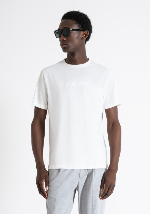T-SHIRT EN COTON À COUPE RÉGULIÈRE AVEC LOGO CAOUTCHOUTÉ - T-shirts et polos | Antony Morato Online Shop