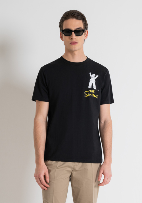 T-SHIRT EN JERSEY DE COTON DE COUPE RÉGULIÈRE AVEC PLASTIQUE MAT CAOUTCHOUTÉ « THE SIMPSON » IMPRIMER - T-shirts & Polo | Antony Morato Online Shop