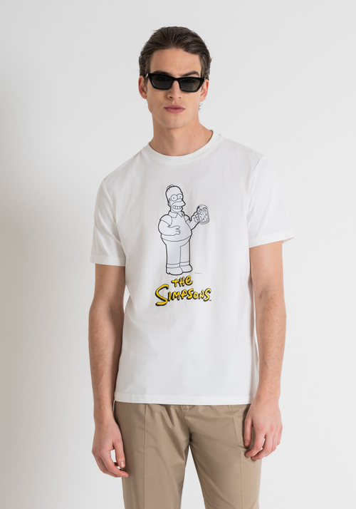 COTTON JERSEY REGULAR FIT T-SHIRT WITH RUBBERIZED MATT PLASTIC "THE SIMPSON" PRINT - Men's T-shirts & Polo | Antony Morato Online Shop