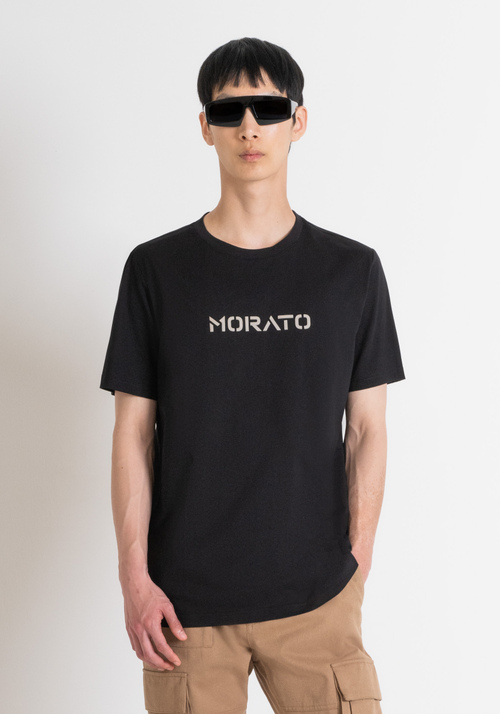 REGULAR FIT T-SHIRT IN BLACK COTTON JERSEY WITH LOGO - Preview Men's Collection Fall-Winter 2024 | Antony Morato Online Shop