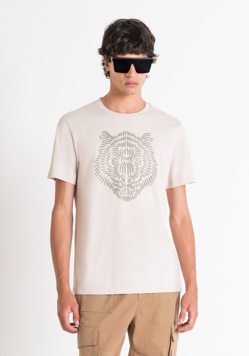 T-SHIRT REGULAR FIT EN JERSEY DE COTON AVEC IMPRIMÉ TIGRE EN CAOUTCHOUC - T-shirts et polos | Antony Morato Online Shop