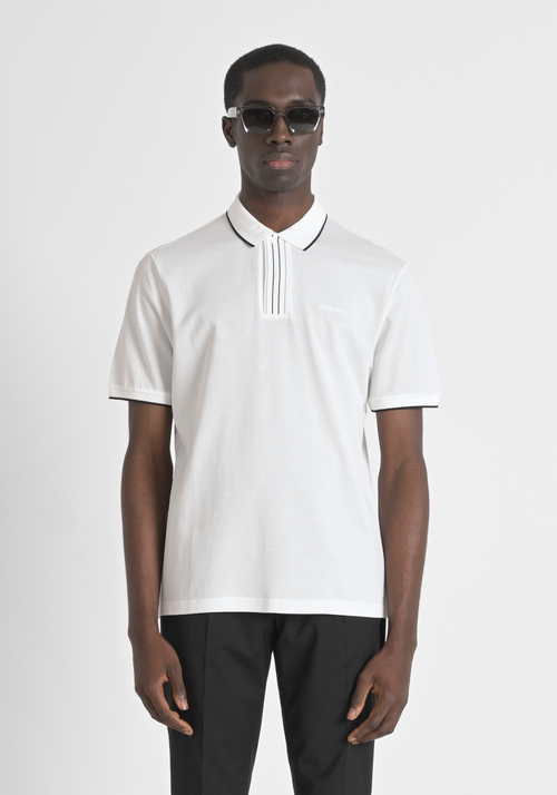 REGULAR FIT POLO SHIRT IN 100% COTTON PIQUE WITH CONTRASTING COLLAR AND SLEEVE BOTTOMS - Mood Jakarta | Antony Morato Online Shop