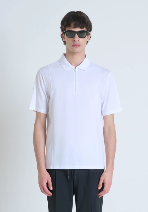 REGULAR FIT POLO SHIRT IN 100% COTTON JERSEY WITH CONTRASTING ZIP AND LOGO ON BACK NECK - Men's T-shirts & Polo | Antony Morato Online Shop