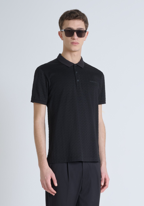CAMISETA REGULAR FIT DE PUNTO DE ALGODÓN PURO Y LOGOTIPO BICOLOR EN RELIEVE - Camisetas y polo | Antony Morato Online Shop