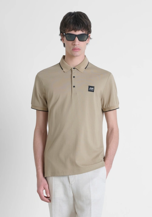 REGULAR FIT 100% COTTON PIQUE POLO SHIRT WITH CONTRASTING DETAILS AND LOGO PATCH - Men's T-shirts & Polo | Antony Morato Online Shop