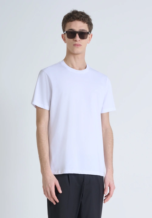 REGULAR FIT 100% COTTON JERSEY T-SHIRT WITH RIBBED COLLAR AND TONE-ON-TONE MONOGRAMMED LOGO - Clothing | Antony Morato Online Shop