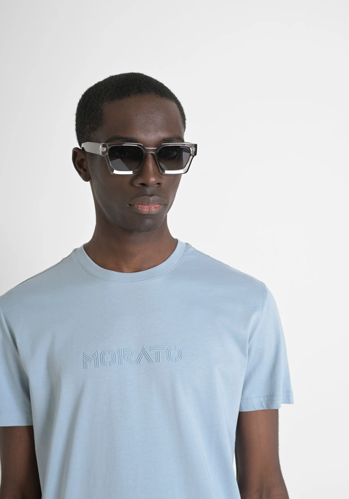 CAMISETA REGULAR FIT DE PUNTO DE ALGODÓN 100 % CON CUELLO ACANALADO Y MONOGRAMA A JUEGO - Camisetas y polo | Antony Morato Online Shop