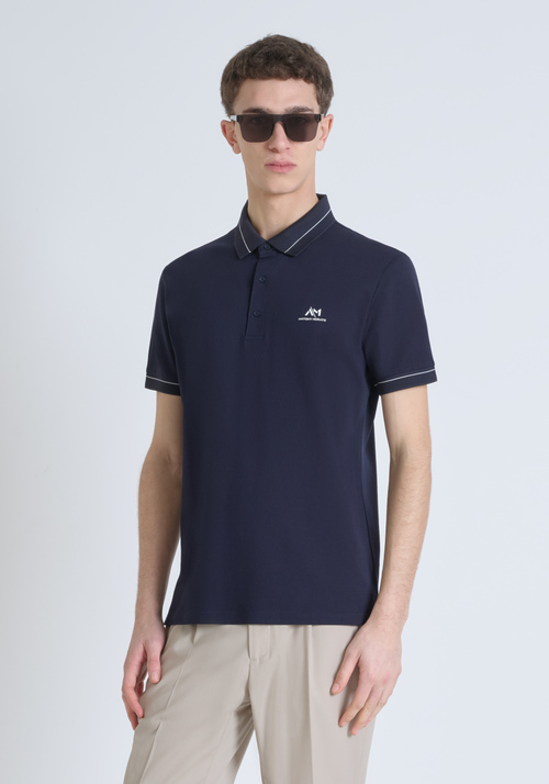 SLIM FIT PURE COTTON PIQUÉ POLO SHIRT WITH LOGO AND CONTRASTING CHEST DETAILS - Mood Ho Chi Minh | Antony Morato Online Shop