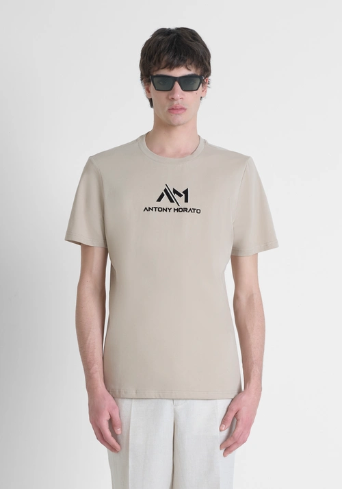 T-SHIRT SLIM FIT EN PUR COTON AVEC MONOGRAMME - Mood Marrakech | Antony Morato Online Shop