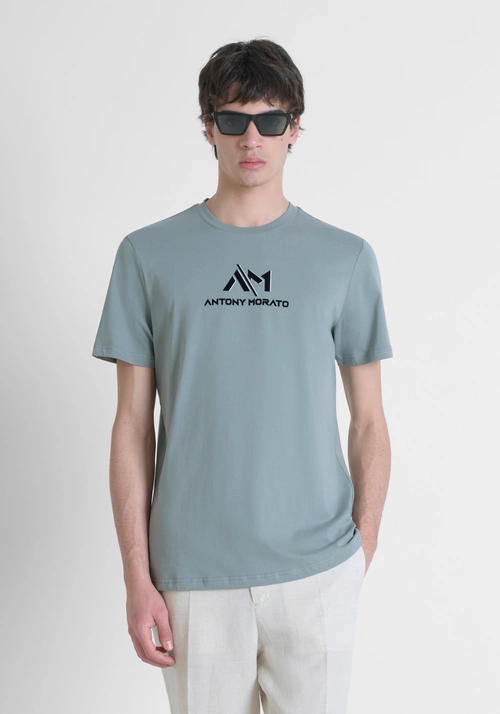 T-SHIRT SLIM FIT EN PUR COTON AVEC MONOGRAMME - Mood Marrakech | Antony Morato Online Shop