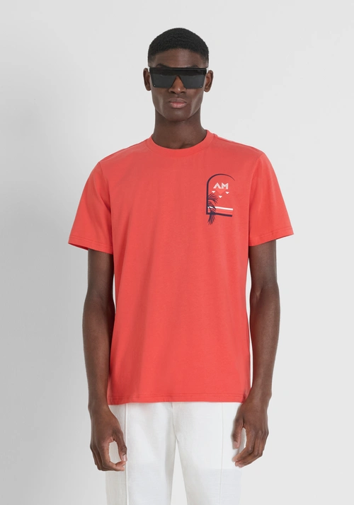 REGULAR FIT T-SHIRT AUS BAUMWOLLJERSEY MIT AUFDRUCK - Outfit city casual | Antony Morato Online Shop