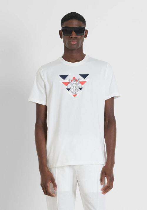 REGULAR FIT T-SHIRT IN JERSEY COTTON WITH RUBBER LOGO PRINT - Mood Ho Chi Minh | Antony Morato Online Shop