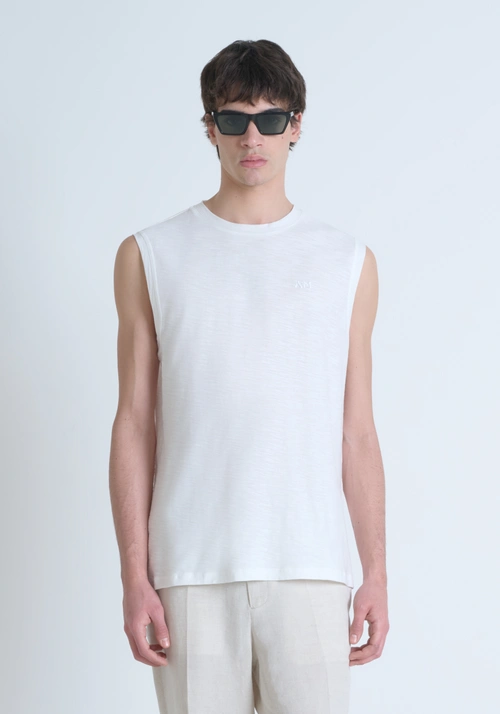 REGULAR FIT TOP IN JERSEY COTTON WITH EMBROIDERED LOGO - Mood Marrakech | Antony Morato Online Shop