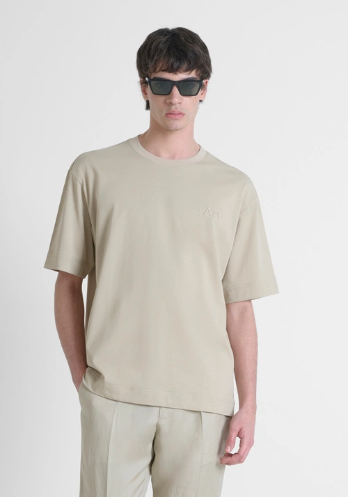 BOXY FIT COTTON T-SHIRT WITH EMBROIDERED LOGO - Men's T-shirts & Polo | Antony Morato Online Shop