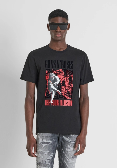 T-SHIRT REGULAR FIT IN JERSEY DI COTONE E STAMPA GUNS N' ROSES - Outfit Total Black | Antony Morato Online Shop