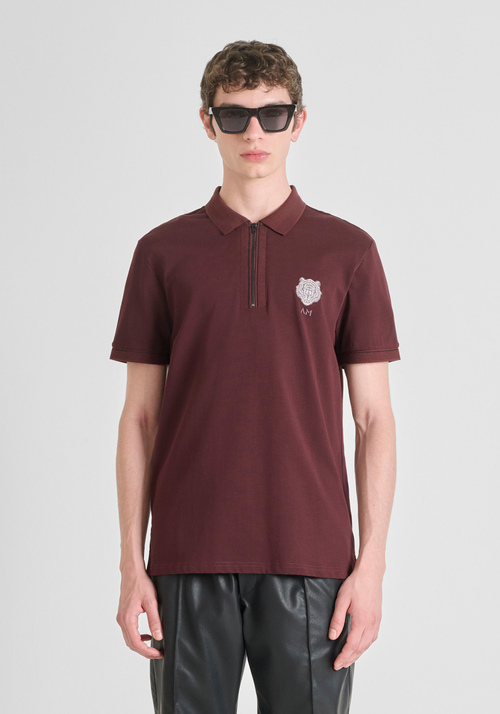 SLIM FIT COTTON JERSEY T-SHIRT WITH SMALL TIGER LOGO - Clothing | Antony Morato Online Shop