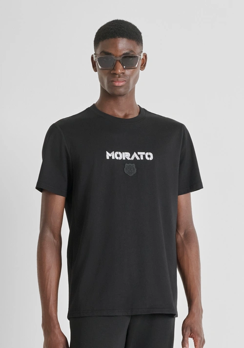 REGULAR FIT COTTON JERSEY T-SHIRT WITH LOGO PRINT AND TIGER - Preview Men's Collection Fall-Winter 2025 | Antony Morato Online Shop