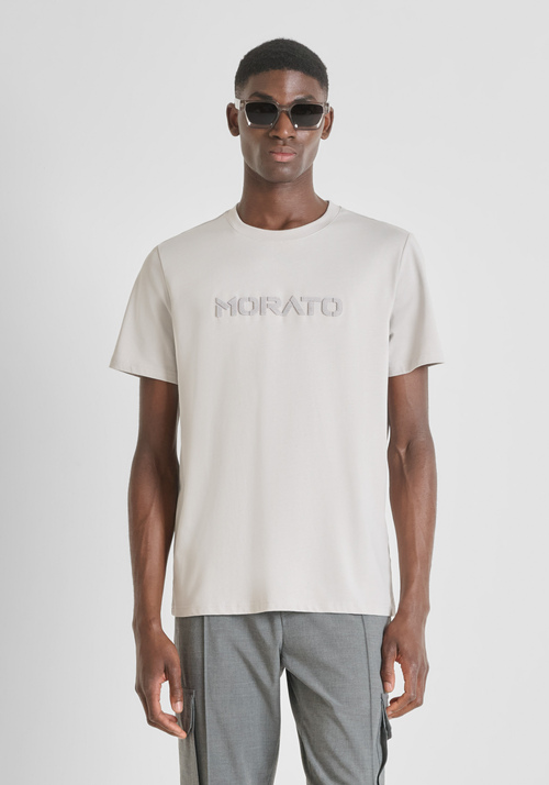 REGULAR FIT COTTON JERSEY T-SHIRT WITH SPONGE LOGO - Clothing | Antony Morato Online Shop