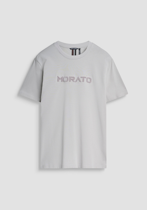 REGULAR FIT COTTON JERSEY T-SHIRT WITH SPONGE LOGO - Clothing | Antony Morato Online Shop