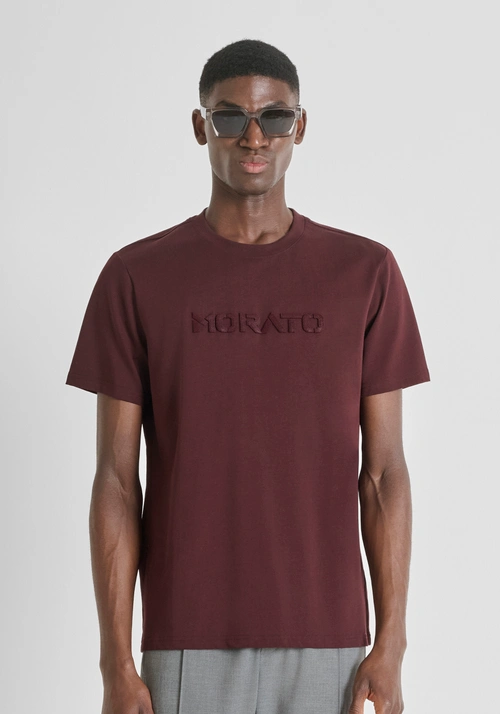 REGULAR FIT COTTON JERSEY T-SHIRT WITH SPONGE LOGO - Clothing | Antony Morato Online Shop