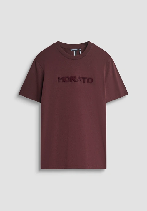 REGULAR FIT COTTON JERSEY T-SHIRT WITH SPONGE LOGO - Clothing | Antony Morato Online Shop