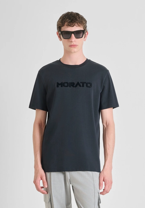 REGULAR FIT T-SHIRT IN COTTON JERSEY WITH SPONGE EFFECT LOGO - T-shirts & Polo | Antony Morato Online Shop