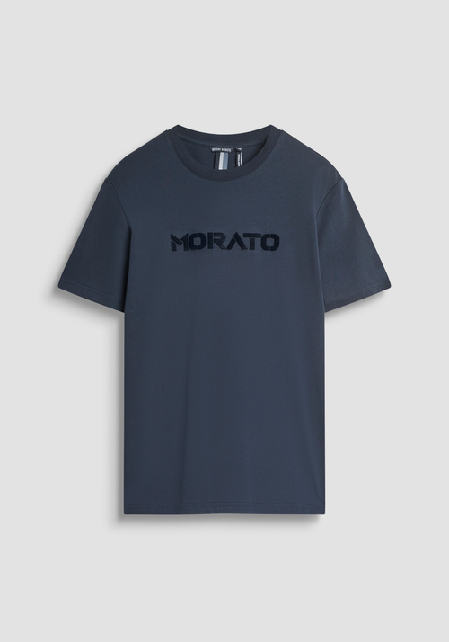 REGULAR FIT T-SHIRT IN COTTON JERSEY WITH SPONGE EFFECT LOGO - Men's T-shirts & Polo | Antony Morato Online Shop