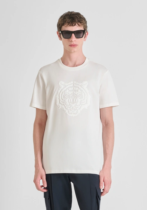 REGULAR FIT T-SHIRT IN COTTON JERSEY WITH RUBBERIZED TIGER PRINT - T-shirts & Polo | Antony Morato Online Shop