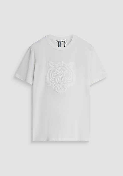 REGULAR FIT T-SHIRT IN COTTON JERSEY WITH RUBBERIZED TIGER PRINT - Men's T-shirts & Polo | Antony Morato Online Shop