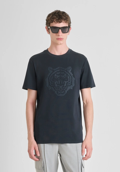 T-SHIRT REGULAR FIT IN JERSEY DI COTONE CON STAMPA TIGRE GOMMATA - T-shirts & Polo Uomo | Antony Morato Online Shop