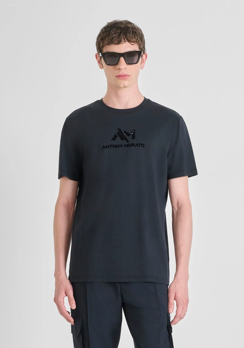 REGULAR FIT T-SHIRT IN COTTON JERSEY WITH LETTERING LOGO PRINT - T-shirts & Polo | Antony Morato Online Shop