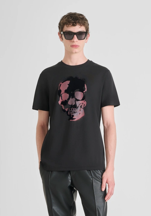 T-SHIRT REGULAR FIT IN JERSEY DI COTONE CON STAMPA TESCHIO - T-shirts & Polo Uomo | Antony Morato Online Shop