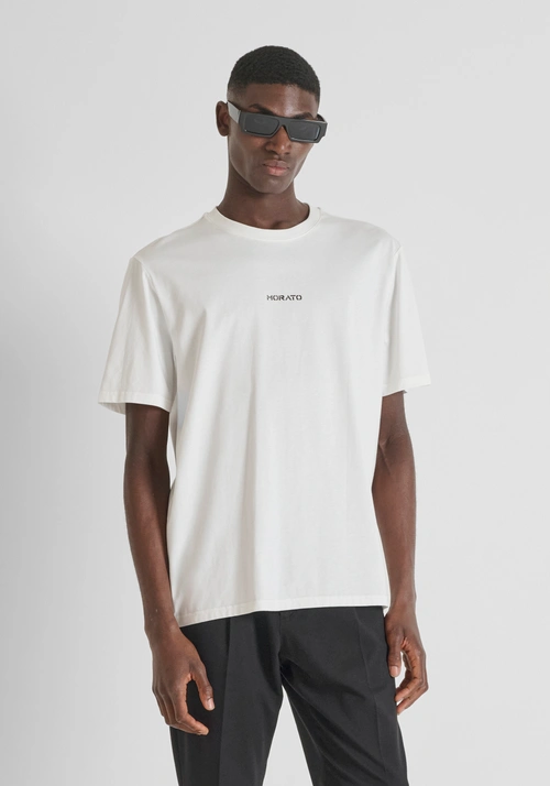 RELAXED FIT T-SHIRT IN COTTON JERSEY WITH SPONGE EFFECT LOGO PRINT - T-shirts & Polo | Antony Morato Online Shop