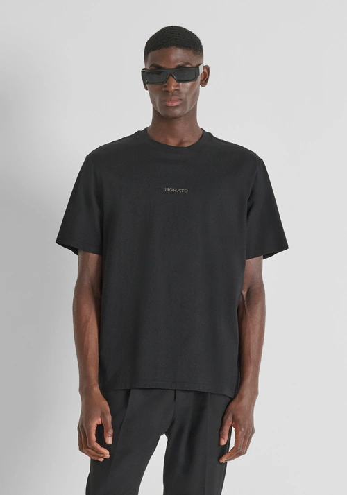 RELAXED FIT T-SHIRT IN COTTON JERSEY WITH SPONGE EFFECT LOGO PRINT - T-shirts & Polo | Antony Morato Online Shop