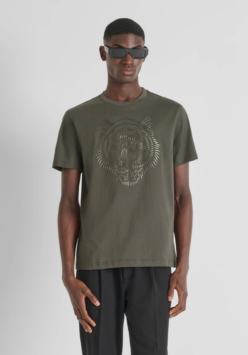 T-SHIRT REGULAR FIT IN COTONE CON STAMPA TIGRE RINFRANGENTE - T-shirts & Polo Uomo | Antony Morato Online Shop