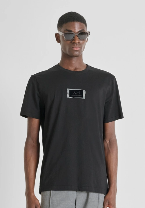 REGULAR FIT COTTON JERSEY T-SHIRT WITH LETTERING LOGO PRINT - Clothing | Antony Morato Online Shop