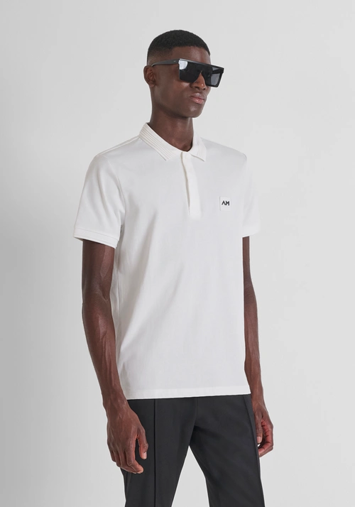 REGULAR FIT COTTON JERSEY POLO SHIRT WITH SMALL LOGO PATCH - Regular fit t-shirts | Antony Morato Online Shop