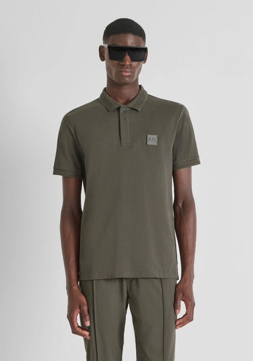 REGULAR FIT COTTON JERSEY POLO SHIRT WITH SMALL LOGO PATCH - Regular fit t-shirts | Antony Morato Online Shop