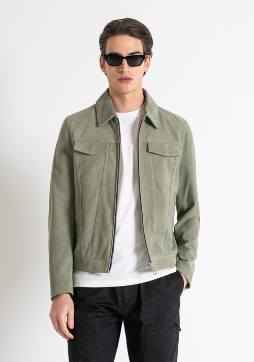 SLIM FIT SUEDE LEATHER JACKET - Field Jackets and Coats | Antony Morato Online Shop