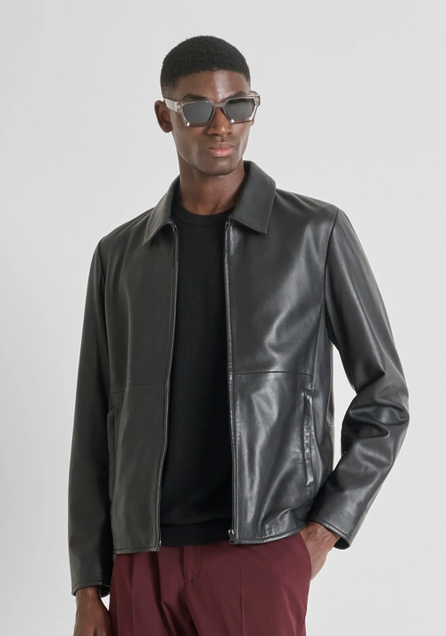 SLIM FIT LEDERJACKE MIT GEWASCHENEM EFFEKT - Bekleidung | Antony Morato Online Shop